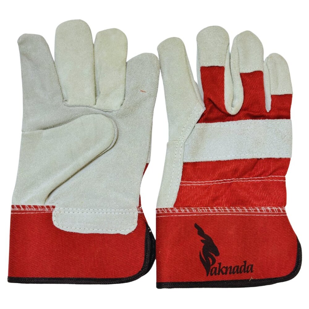 PAKNADA CowSplit leather Gloves 1Pair Red Single Palm for Industrial Outdoor